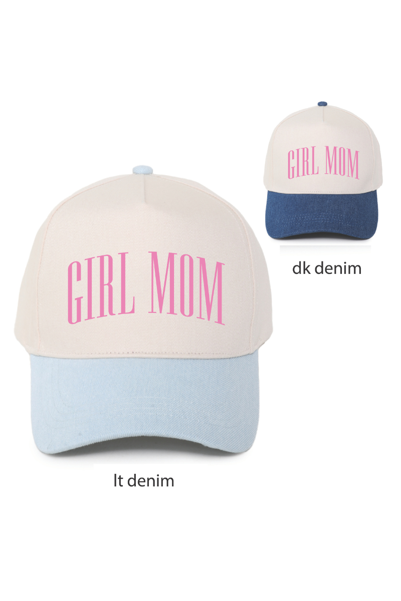 GIRL MOM embroidery Two Tone 5 Panel Baseball Cap