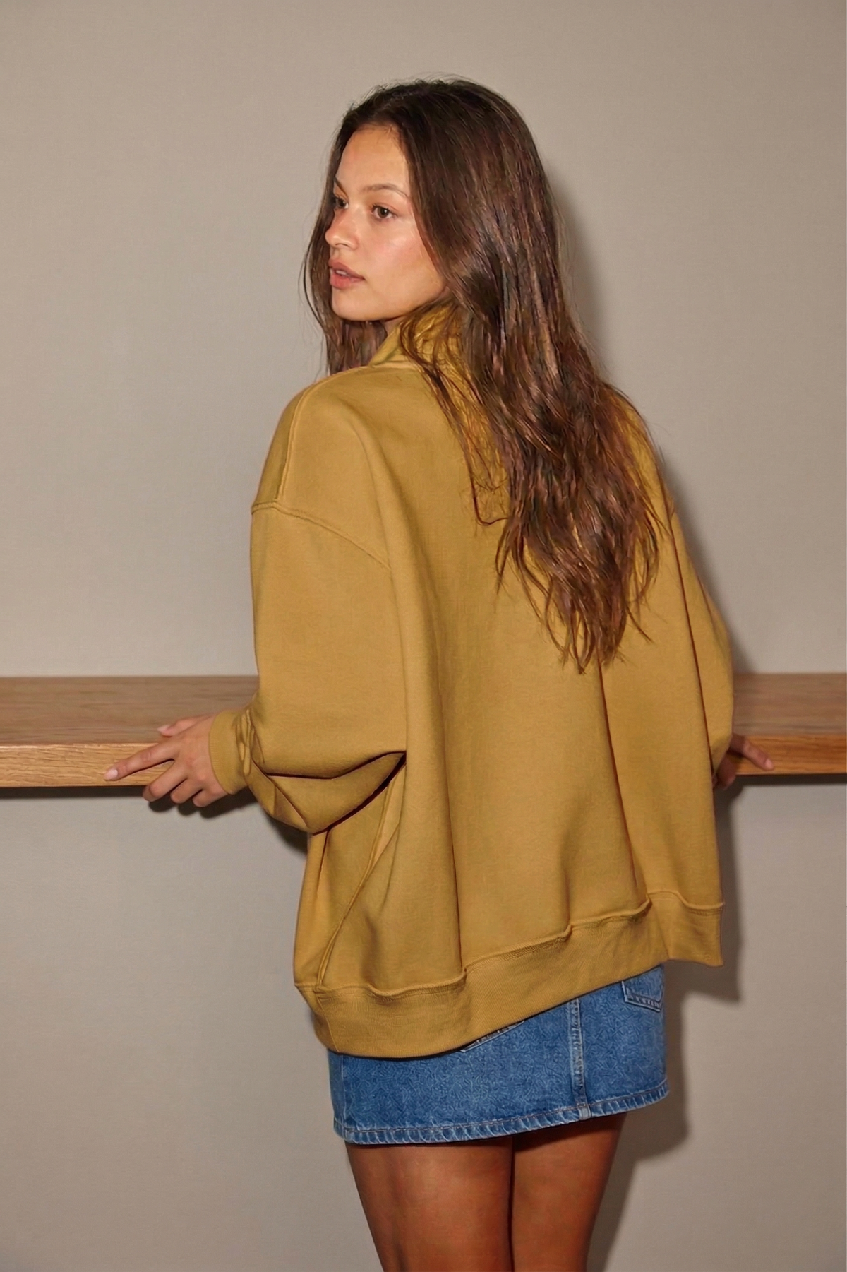 Solid Reversible Mock Neck Sweatshirt