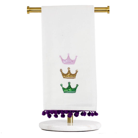 Victoria Crown Pom Pom Hand Towel   White/Multi   20x28