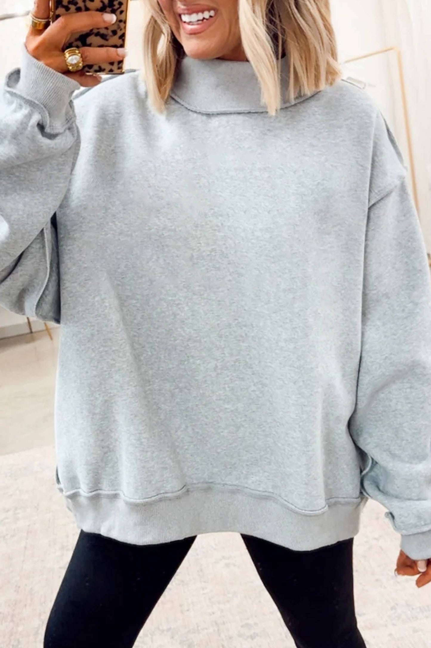Solid Mock Neck Sweatshirt