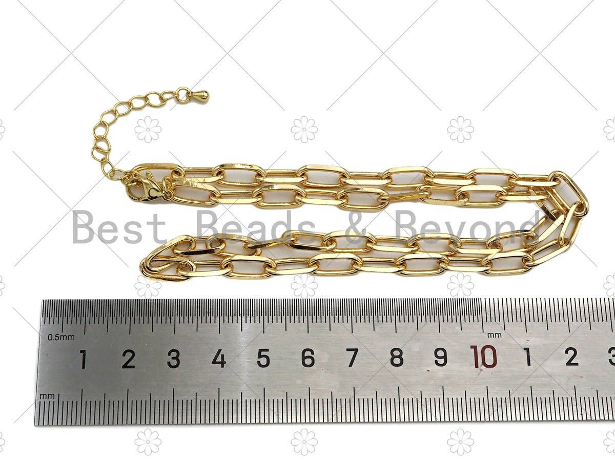 16"/18" Gold Finish Paperclip Chain Necklace, Sku#LD16