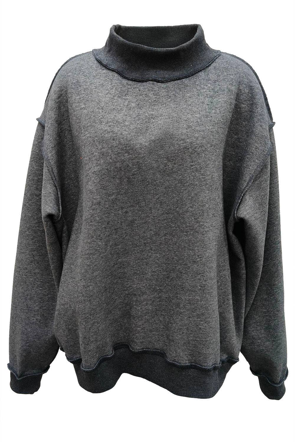 Solid Reversible Mock Neck Sweatshirt