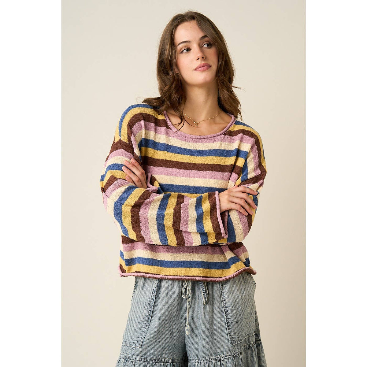 Striped Sweater Knit Top