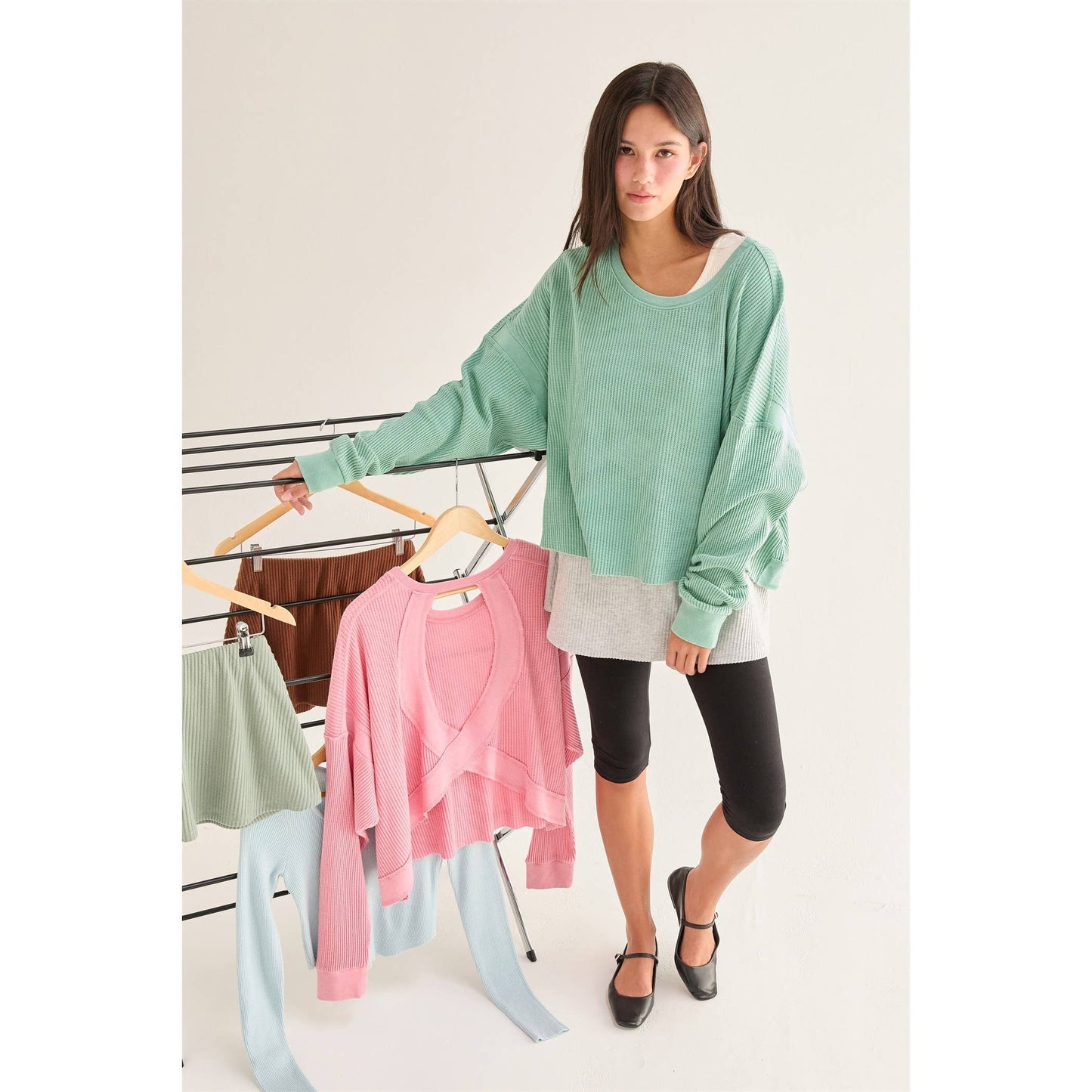 Emerald Open Back Long Sleeve Top