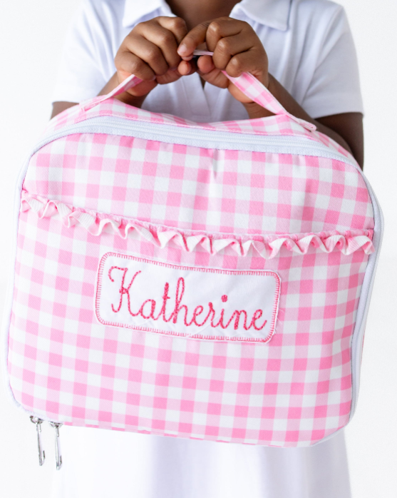 Insulated Lunch Bag - Pink Gingham