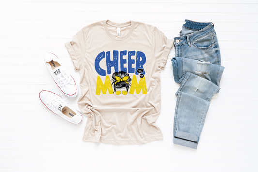 Cheer Mom Tee - yellow & blue