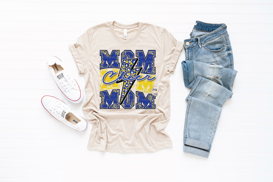 Cheer Mom Tee - yellow & blue