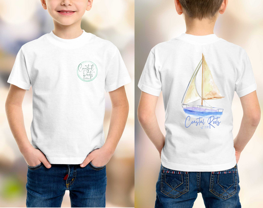 Coastal Roots Watercolor Sailboat Tee