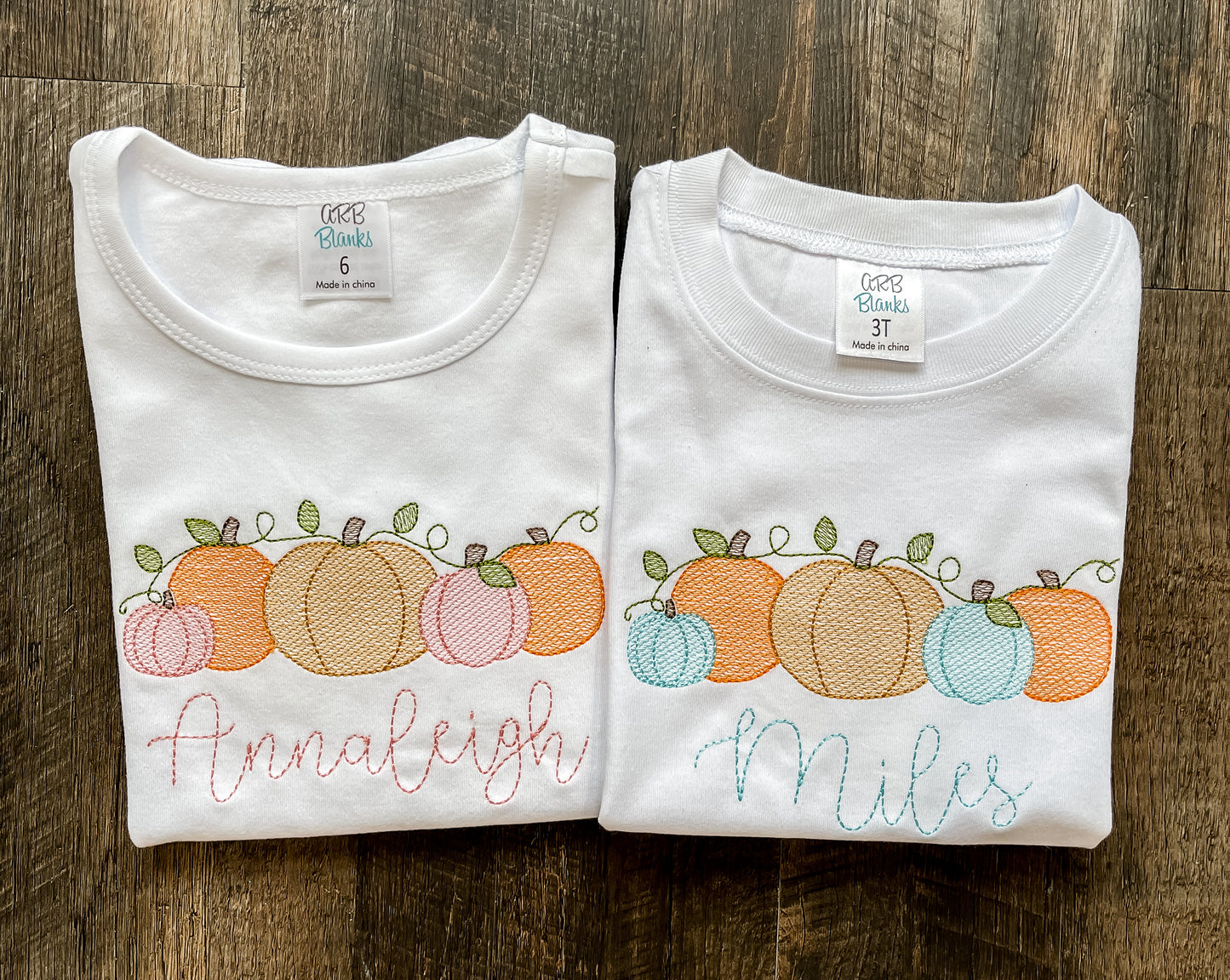 Embroidered Pumpkins (blue or pink)
