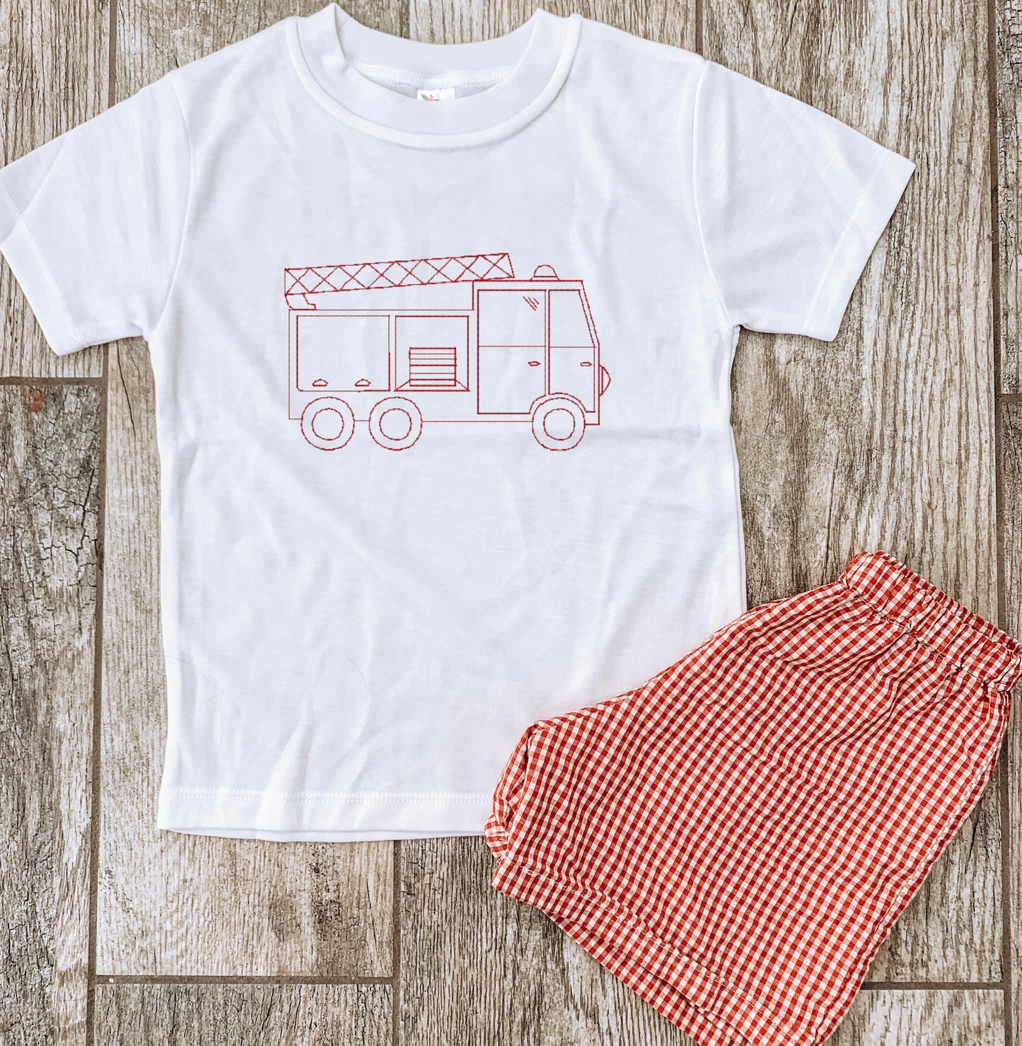 Embroidered Fire Truck Tee