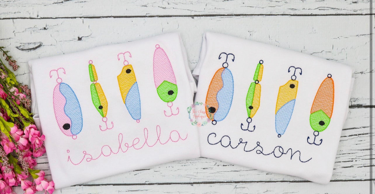 Embroidered Fishing Lures - boy or girl