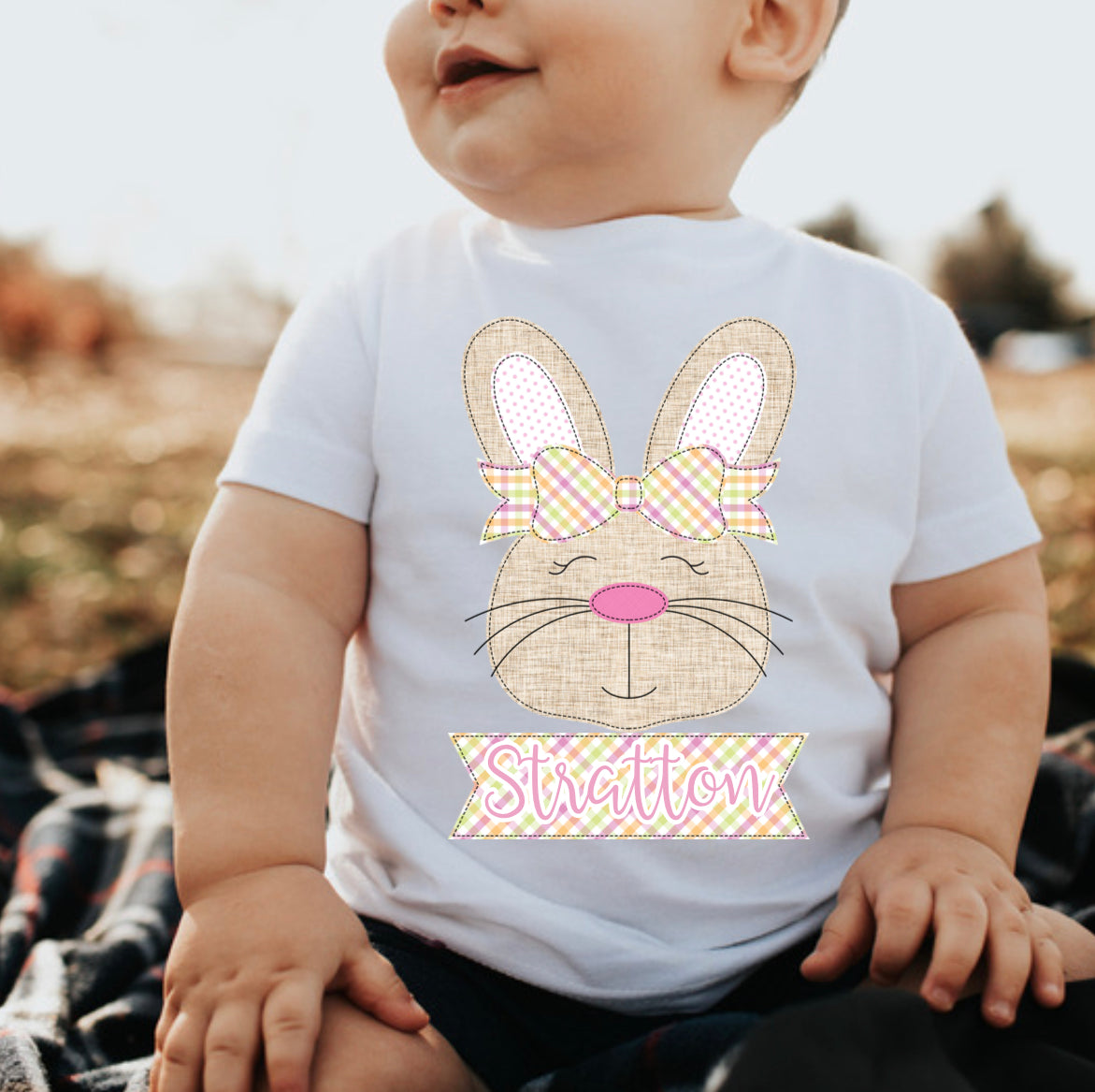 Pink Faux Appliqué Bunny Tee