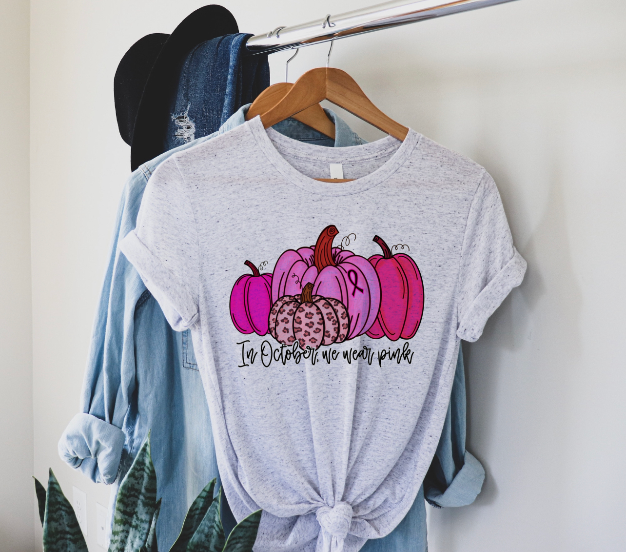 In October We Wear Pink Pumpkins Tee